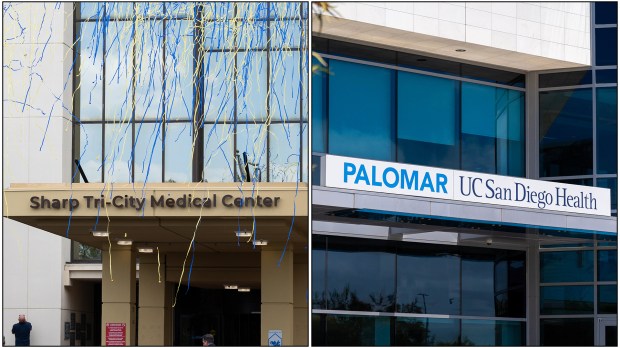 SUT-L-NCHOSPITALS-split-01 Tri-City Medical Center in Oceanside and Palomar Medical Center Escondido unveiled new signage Wednesday, signaling the start of new partnerships with San Diego-based health systems. (Brandon Pollard / The San Diego Union-Tribune)