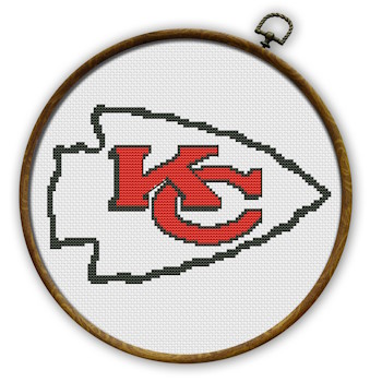 Kansas City Chiefs cross stitch pattern | NFL designs download Kansas City Chiefs Logo Counted Cross Stitch Pattern