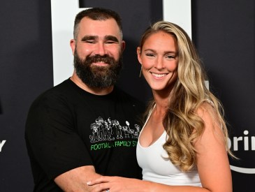 Jason Kelce and Kylie Kelce attend Thursday Night Football Presents The World Premiere of "Kelce" on September 08, 2023 in Philadelphia, Pennsylvania.