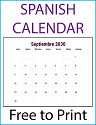 Spanish Monthly Calendar for the Year Spanish Monthly Calendar for the Year