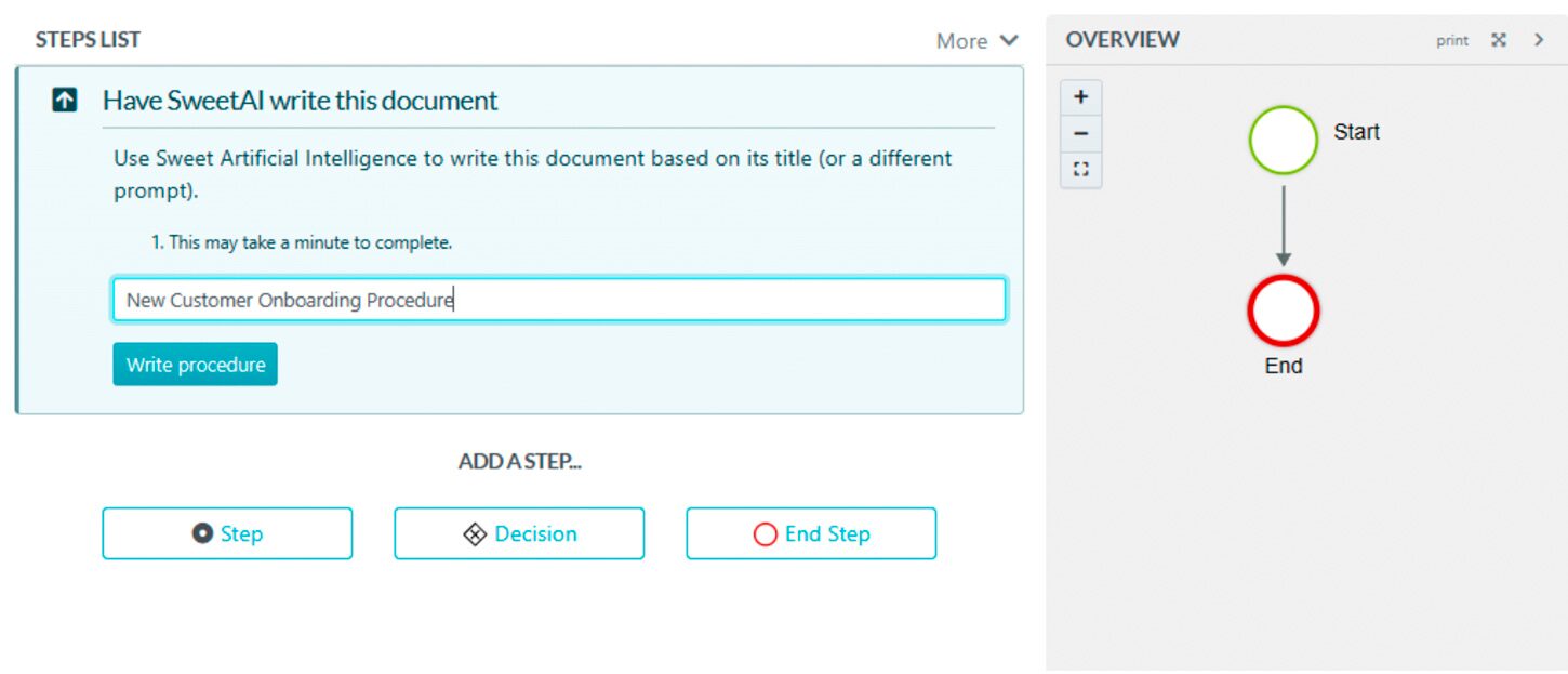 You can add a step, a decision, or an end step.