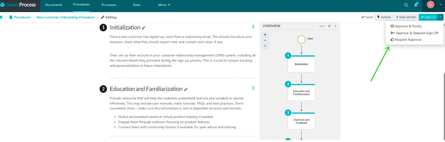 If you don’t have approval permissions, click “Request Approval” to request approval from a manager or administrator.