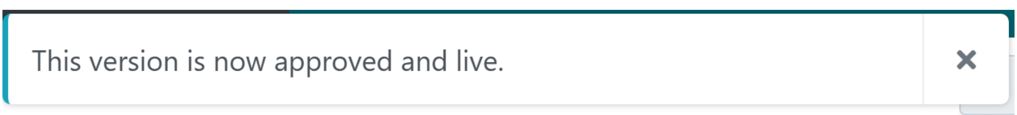 notification showing your procedure is now live