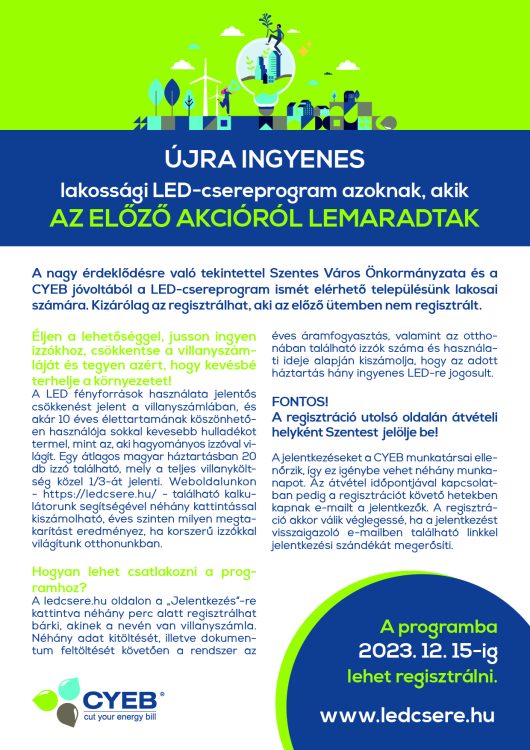 ÚJRA INGYENES lakossági LED-csereprogram azoknak, akik AZ ELŐZŐ AKCIÓRÓL LEMARAD