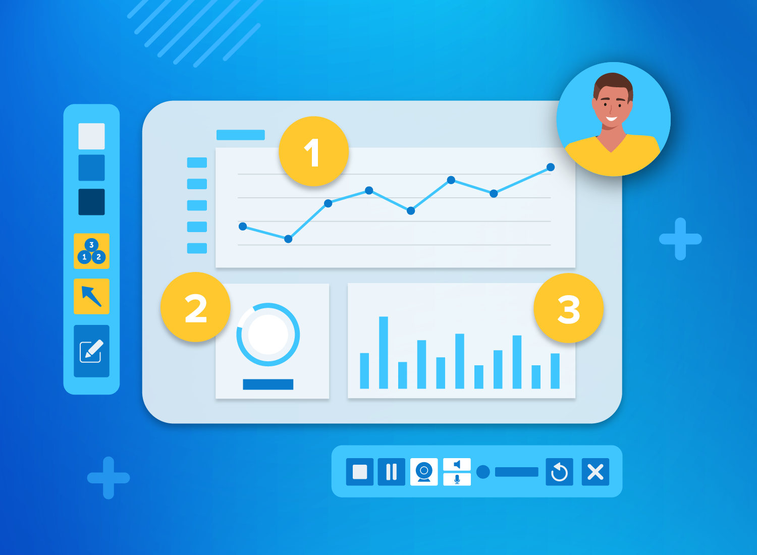 A screen showing a chart with numbers indicated a process.