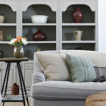six penny couch vintage bookshelf