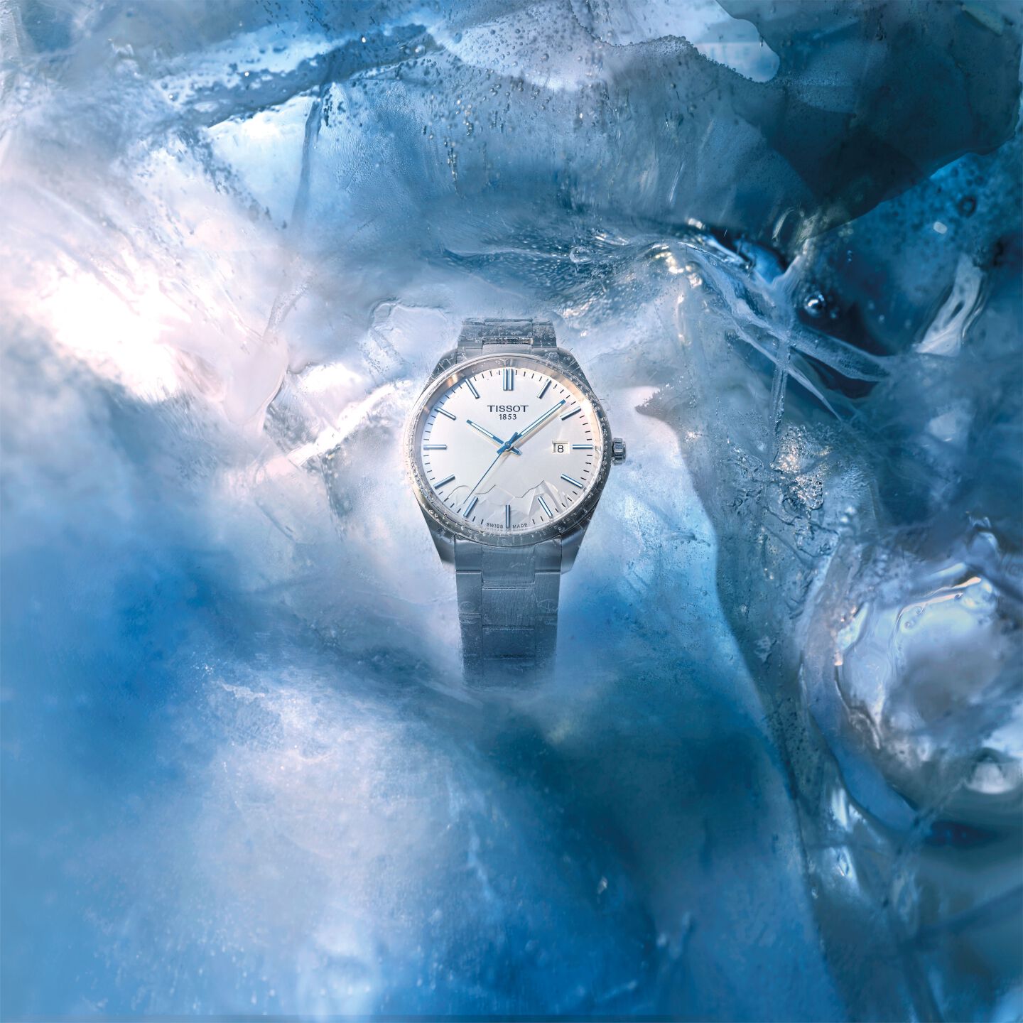 Tissot PR100 Jungfraubahn Special Edition encased in ice