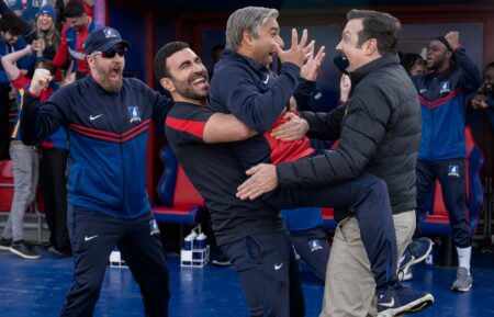 Brendan Hunt, Brett Goldstein, Nick Mohammed, and Jason Sudeikis in the 'Ted Lasso' Season 3 finale