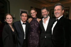 Julianne Moore, Charles Melton, Anna Osceola, Bart Freundlich, and Jon Hamm attend Netflix's 2024 Golden Globe After Party at Spago on January 07, 2024 in Beverly Hills, California.