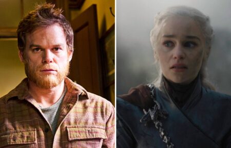 ; Emilia Clarke as Daenerys Targaryen on 'Game of Thrones'; Michael C. Hall as Dexter Morgan in 'Dexter' Season 8 Episode 12 