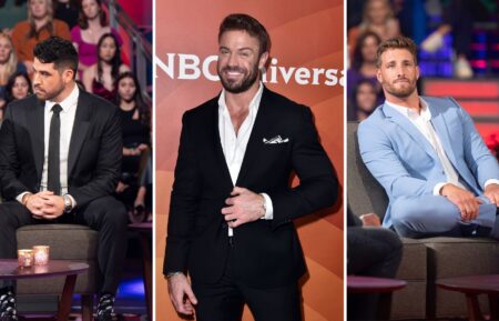 Devin Strader on 'The Bachelorette' finale; Chad Johnson at 2017 NBCUniversal Summer Press Day; Sam McKinney during the 'Men Tell All'