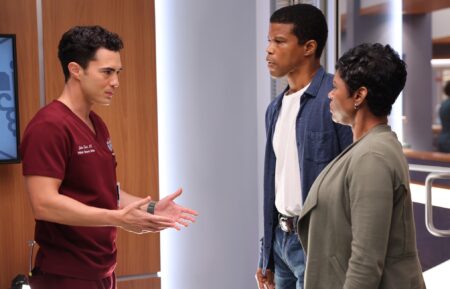 Darren Barnet as Dr. Frost, Sharif Atkins as Joe Thomas, and Crystal Lee Brown as Gina Thomas — 'Chicago Med' Season 10 Episode 2 