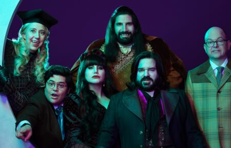 Kristen Schaal, Harvey Guiten, Natasia Demetriou, Matt Berry, Kayvan Novak, and Mark Proksch in 'What We Do in the Shadows' Season 5