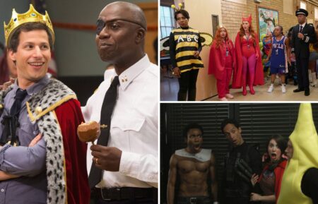 Andy Samberg and Andre Braugher in 'Brooklyn Nine-Nine, Quinta Brunson, Lisa Ann Walter, Sheryl Lee Ralph, Tyler James Williams, William Stanford Davis, and Keyla Monterroso Mejia in 'Abbott Elementary', and Donald Glover, Danny Pudi, Alison Brie in 'Community'