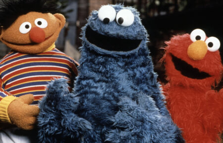 Ernie, Cookie Monster, and Elmo on 'Sesame Street'