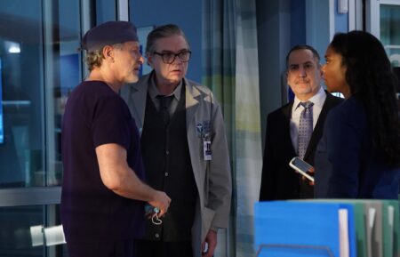 Steven Weber as Dr. Dean Archer, Oliver Platt as Dr. Daniel Charles, Marc Grapey as Peter Kalmick, and Marlyne Barrett as Maggie Lockwood — 'Chicago Med' Season 10 Episode 9 