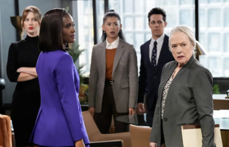 Yael Grobglas, Skye P. Marshall, Leah Lewis, David Del Rio, and Kathy Bates in 'Matlock' Season 1 Episode 9 - 'Friends'