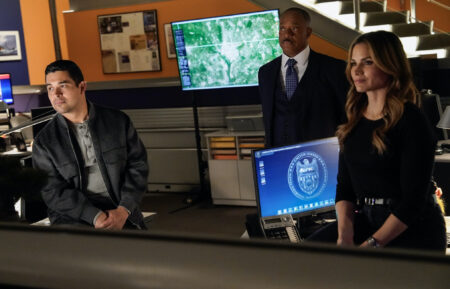 Wilmer Valderrama as NCIS Special Agent Nicholas “Nick” Torres, Rocky Carroll as NCIS Director Leon Vance, and Katrina Law as NCIS Special Agent Jessica Knight — 'NCIS' Season 22 Episode 11 