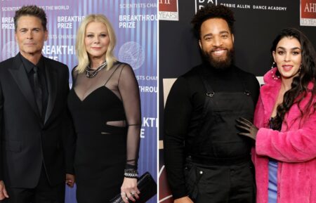 LOS ANGELES, CALIFORNIA - APRIL 13: (L-R) Rob Lowe and Sheryl Berkoff attend the 10th Annual Breakthrough Prize Ceremony at Academy Museum of Motion Pictures on April 13, 2024 in Los Angeles, California and INGLEWOOD, CALIFORNIA - DECEMBER 01: (L-R) John Clarence Stewart and Natacha Karam attend AHF World AIDS Day 2021 Concert at The Forum on December 01, 2021 in Inglewood, California.