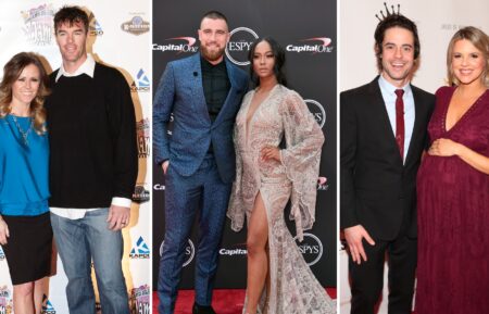 Trista and Ryan Sutter at the Grand Slam Charity Jam, Travis Kelce and Kayla Nicole at the 2018 ESPYs, Ali Fedotowsky and Kevin Manno at the James Paw 007 Ties & Tails Gala