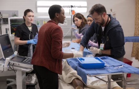 Isa Briones as Santos, Tracy Ifeachor as Collins, Noah Wyle as Robby — 'The Pitt' Season 1 Episode 1