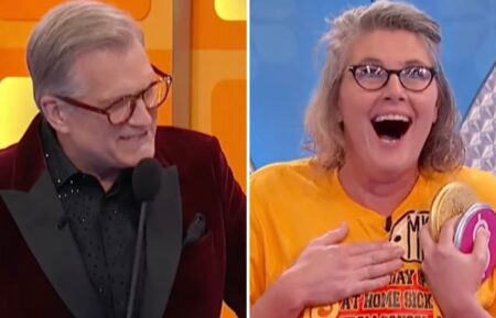 Drew Carey and Price is Right contestant