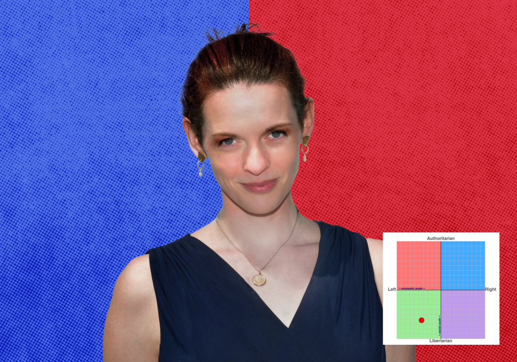 Dominatrix and EPA United co-founder Savannah Sly poses with her political compass