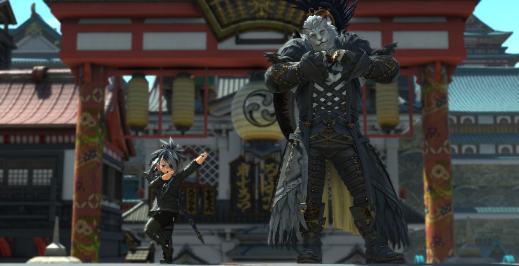 Chetus and his friend hanging out in FFXIV