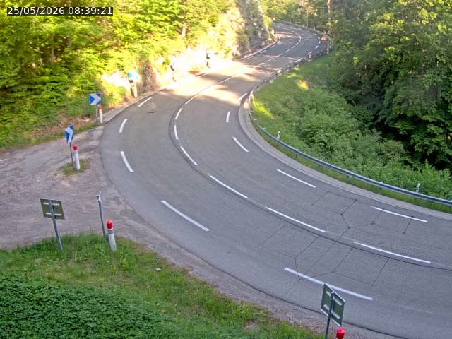 Webcam dans le Jura, sur la N5 dans la côte des Rousses à proximité de Morez