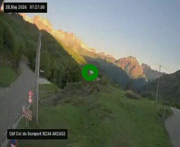 Webcam au col du Somport, côté français, sur la N134, dans les Pyrénées, en direction de l'Espagne, à 1632 mètres d'altitude