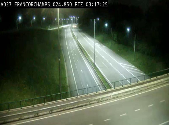 Webcam E42 (A27) dans les Ardennes à Francorchamps, à proximité du circuit de Spa. Vue orientée vers Liège