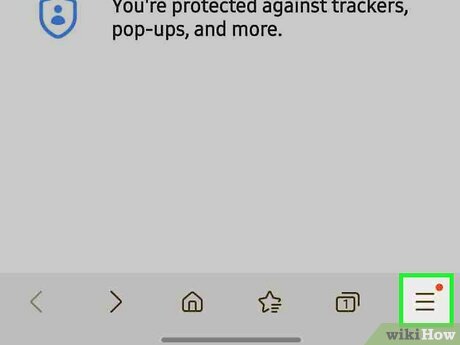 Step 1 Tap the three-line menu in Samsung Internet.