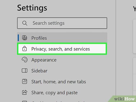 Step 3 Click Privacy, search, and services.