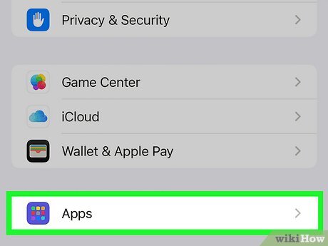 Step 2 Scroll down and tap Apps.