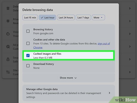 Step 4 Check the "Cached images and files" box.