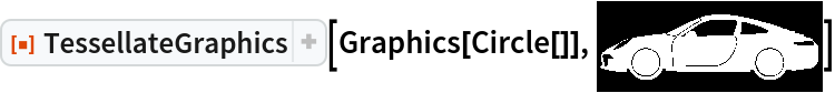 ResourceFunction["TessellateGraphics"][Graphics[Circle[]], \!\(\*
GraphicsBox[
TagBox[RasterBox[CompressedData["
1:eJzt3UGuZUlOxvF8MGEb7IIpQ6bNCrqlhhlIBRJiJWyRZdDZVJXy5TvnRDjC
9mfH+f8GLXXee084bH/3ZVdVVv/9n/79D//yN9++ffuPv/vLf/zhj//1j7/8
8sf//ufv/+Wf/u0///yvf/7lH/70/eX/+fj27X//9hsAAAAAAAAAAAAAAAAA
AAAAAAAAAAAAAAAAAAAAAAAAAAAAAAAAAAAAAAAAAAAAAAAAAAAAAAAAAAAA
AAAAAAAAAAAAAAAAAAAAAAAAAAAAAAAAAAAAAO19DKkrBGA3TjapB1raCzeh
B2qLSTh5B2rISDhxB2TSI07agUTKhH+m7gRwJnWyL6hbApxFnegH6tYAJ1Dn
eJK6TUBf6vQaqdsF9KNO7Rp114A+1Gndpe4fUJ46pF7UfQTqUqfTlbqZQEXf
g6HOpjd1T4FSfguFOpgh1M0FSvghD9JABlK3GBD7HAZdFKOp+wzIfE2CKIVZ
xP0G8l2GQJG+VOKmA6luI5CevHzazgNZntY/OXQi0vYDCZ53XxOfrVOziwXK
G+69ODDruV3gWjlQxcTSF4nJZoJrXALIN7XvxcKxn+NS1wGizWx62Ug4Bbre
xQBPMztePgpuoS56P2DH1Hp3CIFbpIvfEzCb2+seu++Z6AbXBSbN7XSTrfdM
80xbgBbm1rnNwntGeUh9WWDO3CI32vS7KtfDPKC+MDAyucKddvypyq08T/QJ
KGhyfVtt97DQnTyPewUUM7m6zRZ7qtSNPI8bBtQxu7TdVnq+2J1ED9sGFDC7
ru2W2VbuRp7HvQOkple14R7bC16O80QDAZnpJe24wGs17yR61EVAYHo/Wy7v
Rs0biR61Ekg1v5tN93av6uU8j/sJZJnfyrYbu1/3cp6HTQUSGBay77L6VL6e
6FFngVjzy9h4T/0ythzoUXeBMIZFbL2jrsWvpXmixUAEywb23k73cK3medxo
wJdl+3ovZkiyVvM8bjbgxbJ57ZcyKlYrWZ7qOODBtHP91zEyUkthnug6sMm0
bwesYnCgVrI813tgmW3VTtjC+DAtJHmy/8AK25adsYA5SVqI8twQACPjhp2x
e2kxsgd5dhDAPONynbJ3mRky53h6GsAU42Kds3O5ATKG2DISYMS6UgdtW352
zDGeHgvwwLpOJ22aJDnWFBtmA1wyr9JZWyaKjSnBxgEBX5iX6LD90kXGGGHT
kIAfmTfotOWSBsbSfYOEytGIfXnO2ytxWkwjsEipHh3Y9+a8jSqQFNMYLLIu
gMrsK3PiNpWIiWkUFnlXQE0L+3LkKhUJiW0cFpm3QDELq3LoFpVJiG0kJrkX
QRFLa3LoBlWKh3UuFtl3gdzKhhy7PLWiYRyNjeA+UFnbjnMXp1guzOOxUVwJ
+dYW4+CdqRcK84iMNLdCprWdOHldCibCOiQz0b2QY3EhHnel/fZUzIN9UHaX
ZyouC1+Lq/C4JYPdacCUhRpVebk4TXZhOFndA9tLyhuumUtCrbL8HPBFjR8s
7cD9B59faWXcgnplxdFdGPuWJ37/0jGbUnTtV0bmQHdh7Fqet/mlhqtSde1X
huZAd2HsWR/3/UsH7UrVqyyNbZ/uwtixPu37l45alpo3sY/MierC2LEx6/uX
jlqWmhexz8yL6sZYtzPp+9fO2paK97BOzNNFMYIOYNrWoM0vDdelqmLXsM0q
wEUd6U3AtL0xW1+6XZfyylzDNKVceU2Azd5In6Z92m5or2GYjFBwE7Boc6Lm
lzovh+IWhi6WENIE2H0Zys48rS+1Xo6UW1jaVpFLE7DsaSqr03wa9Mrziou6
hK1VxXk2HNNmx7IyTPcHFud3CVtzWolrP75YGozxE89Ps1Tw0WQ7Vi9h7EVv
mQN5re3RGN7++KSNEsraa82LSKd0NNfJTL31+TGbFdT09V+zgCnqwXUXOozn
tz0/weH4eub/OV58pp5cW/J5PH849uxogxpXLvdy4oF2VGMkgw/GHexlpzuL
n32x3Nn2Vmksg8/EHFqhYdmTOIT7bM9Taz5Tb3Q6q2ZX5DPpaGP/z6cezp2L
wjzq7tKBsoXVlZGWjtRzeXRVX5/qHbzhjr4UGSpNPZCxmyo7XWHXO27pTROo
etRzmNOn0kA0YZE2YWrq7hs0KzcKXVgnDpuEuudmHWuOQB/2qIOXSN3qBU3L
DkAntmnTl0Pd40V9K3dHKzyocxhJ3dt1rYt31nuShYjTGELd0z3tL+CKbjhS
B9OTupe7TriDI9rhSxvOber2+TnqMvvOGm4J4qiuUTfN24FX2kNDvKkja/el
cmX7XJxwB19HjLUUVVoXXZWtbJ+HE+7gjJa4U6R1zU3Jwt75OOEO3uiJN0Vi
V9zVq+ydixPu4O6IydaSntgV97VKe+fghDv4oyvuUvO65qFSaes8nHAHf0eM
tpbUxC54rFPZOBcn3CHAEbMtJjO0Zs81Svvm4ohL+DtjuFX82sy00Nr9XufD
q50dcYkINGbfl6wEh3XZRblfX27tjFsEoDHr7sMSE9NND0X/8HprZ9wiAp0x
moqTWzYdjaqXdtXJIdcIQGdmeeVJY3gHYWfdHHKNCLRmxD9SAsOShA32c8o9
AtCaa7uZKpXzcUHCTvs55iIBaM1nbrEqFPRxOcKGOzrmIgHozf9zz1WZoE/U
omu7q3Nu4u/dvYmMVtzjTSYKkbXf1zk38XfQmK2isxV7xKyJMnQj8HXQVdy9
uTex4Yo+Y76S8TvOcNRlnL26N7Hxij5jsoyJt5zhrNs4e3lvIgMWfMRkFRNv
OcRZt3H2+uYERiz2hLkaxu84xmn3cUVzYnIYfsBUCeN3HOS4CzmiN38VErLI
x89VMH7HQY67kCea86uAlAU+fe78ibcc5LwbOaI5vwsIWtjDp06ee9cxTryT
G5rziX/Y/J88efDk285x5KWcnDnxTdsR833qWgU7pfZ05q180Js8eRkfHibq
QKxDr+Xi1JmXlJfyd8b8zHt5OHboJWWF/BV/1PyLc2+2j96kygn5C/71UFdO
vtsuepMqJ+XvjDm7fO/swReUkfLT/5Wudw6/3g5akywh5Wf/3zA8OP6C62hN
sviUH/3/qfToBVdc9IbpFxOd8tsDUm8p8YpLLqEz6YJTfvf8zCuqvOSadm9Z
gEpiU37z+MT7Cb3molbvWYE6QlN+/fS8y2nPZ5uv1Yu5da0bSo95jZslFZBx
TDulMrS8280sJXuyE8Ku7RXuVkP4GR3V6cvmfndiC7WpC7KO+ZTvUUbo85sq
Eh6vLW/Ccl1jAzSteiw0dYRnLIi7CsF5Xmfroncwn2nz7RVdmioxaYQnrIe/
AqmZXOSjkh6W8l8fnXGHzydOlhc/wgO2I4C+K4tb0nuWcTFPZy4u+i4Vm6Sm
Xh37Clde+XknxnzlQ0EVRTy2Ne3qLC5w4a2fdVzKlz8ZUpP/Q3uTLs/O/pZd
/ElvT/mPn3Yuipx/VSPmWx93rirJETnfrivmXgU7pabbHoftrbr+Mw5I+YdH
WRF3q9grLX3MXZ7iU1Kq/jH3Ksv/dgWbpSXbH7flLZqBoVNi7vckxwtWbJeU
OuZ+z/J4UiZiHvYwcv6FqCG+u1szBwPNU+79O0HfW5bsmJA25s4P9Htcht4x
96/K/Zvf50ln0PQjYHdrpuFJ65iHfLE6XrVkz3SOiXm/oBPzyKeWbJqOpB1B
q1szELc6xzysKr8HF+yazkkx7/YTvXHMA79S3S5csW0yiiUKXN2aobhBzEOf
XbFvKofFvFfQiXno0ys2TkWwRcGrWzMYl9rmPLoon+cXbJzKcT/OPzoFnZiH
nlCwcyrn/Tj/6BN0Yv58xO4ZFXunIftxHn9E7AkumsY85XuUnDtSrFGXJUmw
nHPtl0DOuQ6n9NiCBIfGvEvQl3I+900QXXXSOeonnEEV84RDW4zYnvPZL4Pw
qluc02IJEqhyftA5W6w5n/46CC+6x0kddiCBKuYph3YIujHn818I0UWnHORw
VP0VyKDKed5ROSctM+Xc9JUQXHP8MT5n1V+BBGfHvEPQ/XOe81c4ww/xOqz8
BiRIzZzizLNyPvnes/6O5e5p5Tcgwekxb/C/0CNynvHPqcUe8fNxex93K6Up
RQh6LUk4U3Knc37UP1G8eV7xBcggCEH2klQPuiW48zFv8OfIjAdufdqvlJYU
EWi2JOGa5jzw8dcHrp9Ye/4JXhHz6nOOyvlRf7SfnG8QzKvfkoQzxbZE0AX9
3LpP6fEnkOy/aEmSjzRol/PQ75CnQxWfPYAs5q2WJFxczoPu3G6EpccfTjKu
fksSzhbaN+ec37gveFHMT8q5/q+5N1ycyuOPptl9zZKUDjo5nz5247OepXQi
2vyGSxKOnEcfW3n6sVSLL/x6ERw7x5rZpDw/lZt53g/HknMj0Xey7g+VVJ60
9YezNufKEZJzG9WoWi5JOIecJ/+xoG4jLDz8SLJRtVyScA45z6428TyPgwsP
P5Au5trfSEgOnmHM+V8+8KG7TMflqTz8MOKY647WHDzBnHOhlj8kqjQvk3Jl
Wi5JPHI+fXT2J9uSbkzLJYlnzrnwK6DlCCsPP4b2B0PLJUmwnfO8q4lHuHZ0
6eFH0MZc2e/So97PedrdxCMk5xOSv/qvzxeeLTp6aC7m5JycT1HHnJzfaJRz
6QqR8xnqlJPzO+R8/vDlT/qWUlbqNjzVIDxbdPQQOZ8/fPmTvqVUVSHm5Pza
ZMxL/Ik1cl5ahZS3XZJo5Nxw+PInfUspKXUTRnUoD1ed/cyec93fQG86wrKz
91Ql5l2XJNh0zMk5Ob+XuwePmi5JrPmYVyi/6QiLdC9QmQ350C+J6uhH5Nx0
ePYne6izIN+pl0R19BNDzL/dfi653Lzjvh6e/ckOaqWcv692wRLzb/efy603
7bSLw7M/WV+1lJPzr0wxJ+fk/Gf5GzCBnP/EFnNyvn52xenvK5lycv4zY8wr
/O9zaR83ji44/W01Q/5Bzn9ijfn9D/TkohOP8zq63vT3aIY/iZz/yB5zck7O
vysd8g9y/slezD/ufj2j7MzznI6uNv1lqu93C2Vx1bqyGXPZdzo5l3lah1rI
+W92Yy77a63anEs+G2hhDcqH/IOc/85htKqJ9xxhStHLqd3bhHp0VRZrj8Nw
VSPvOcLFD+9n0tfy/XPpiq3VI48JCzvZNOfdOPYum6z+Sm1rPnRVMVvnuoVv
g18rypNduFKbm++IboI7x5LVTKpmVRpR9/US1bN5bJ/+HoGcr8S8Su1/pcu5
4FSsEa1tnSVpH3NRM+u1AQ80e1tnSZZiXqT237z8mxoTZDnPPvLaWszLlP8r
co4RydoWWZLllBdLumaClTqAkffmfCvlpfb8rROEgWBnCyzJdshLRT29kkJ3
x5xX5dwp3tWS/qIJYlX6viri4R/wUlFPrqLIrWGhyHnuafGSb3L5UkoNvx93
88t1vvrws+TRJB2Wku8fpF7o6sXwAj5VcvmLec2AXfJows9KifWVxGtdvRh7
/OfDLn8xrRVYkjqawKPikzwUdLMvt7t6NfDsL4Vc/2pKH3DveQips7lZ0r3I
OCTUkVuvHu549XLMuVd1XP9qeAswMN6RrNk8nG+Py24gA8V07uH5MYde13H9
q6G3x4zREqZN5+F0U1Q2U5jDv3VPz/Y/8a6M61+NuzlmjcaQNp3bDZ2NyWb0
8nm27vm5rqc9VbFSHFKM5pA0noeznxOyEbQKvHr3+Eivg0ZVjGsj5ypTSxI+
n8sjnsOxnq1yHJr3/DiHQyaKWKsNKeaWJOFvAY9LO91G80bP2Xn8dA0TpZFz
lfEgEib0ePDbLHVv9ISlB9tKmCotoR24MtHX8H4/HftepvaNPmp7otXdw1P7
JRXWWidTFQdf5frhmVOqbaZ/40/MPGnR05Go6nZguVuibEEDz52662fmAJlg
cbcTy9wS4f1PcNfRoAGS845uRxa0JSyJu9uWhgyQCbZ0P7WQLWFJAmTNcHAY
KstaktstEd79FDkzvH+g8OqYdT83zyUh5pHuw+c7P2Le19Po3Lbk/m/1CG9+
jvgZjs9BcfFLwm/5oj321ml+dw8SXRlWj8PbXxJinuAxgi7zI+btPc5vd0n4
LV+K5xDuz+/uEaLrYsFggjtLws+CJKMYbs6PmJ9gNMPVJeFnQZ7BCNaGOPqw
4qJYNxzjypLwsyDVaAoPb1mbHxPsx31HxlsiuOXhZjptHh8xP4rrjsz8bjH9
huebGMfz267eP/lQNDE3zYkdmduS1Lu9xeRQ5t84/UC0MT3Rp+HP/lY/82Jv
MjuayzdvPQxdGGe6syXhd3mtx2ya+u73JNTiOVaWROQ5nrPNd3kIivKaLEsi
NAz6aAK7n0d9++NlSdRmgn43h+UPope9GbMkJUyldZn6dvCwOmiWpJCdGDPB
l2BJ+mOAGGJJDsAEMcSS9McAMRSwJGxJOuaHEd8dYUkkmCBGPHeEJVFhgBjx
2hGWRIkBYsRjR9gSNeaHIZbkBAwQI6T8BMwPI4T8DMwPI4T8CMwPI4T8DIwP
Q+zIMZgdhlgSAAAAAAAAAAAAAAAAAAAAAAAAAAAAAAAAAAAAAAAAAAAAAAAA
AAAAAAAAAAAAAAAAAAAAAAAAAAAAAAAAAAAAAAAAAAAAAAAAAAAAAAAA7Pg/
JhWH8Q==
"], {{0, 407}, {1000, 0}}, {0, 1},
ColorFunction->GrayLevel],
BoxForm`ImageTag["Bit", ColorSpace -> Automatic, Interleaving -> None],
Selectable->False],
DefaultBaseStyle->"ImageGraphics",
ImageSizeRaw->{1000, 407},
PlotRange->{{0, 1000}, {0, 407}}]\)]