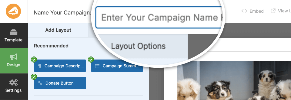 Enter a name for campaign | Charitable Enter a name for campaign