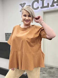 BOET BLÚZ - MAT FASHION PLUS SIZE BARNA BLÚZ