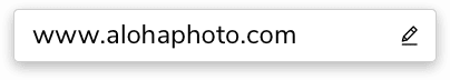 Website address www.alohaphoto.com with edit icon.